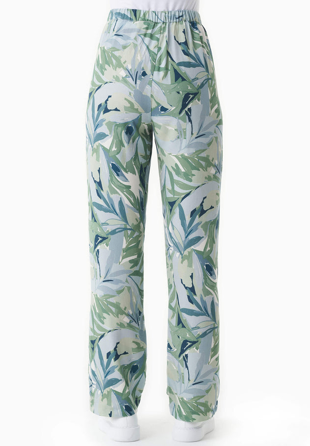 Patterned Viscose Pants Abstract Leaf