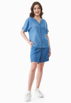 Lyocell Denim Shorts Light Blue