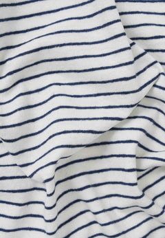 Thinly Striped Linen Blend T-Shirt Off White / Navy
