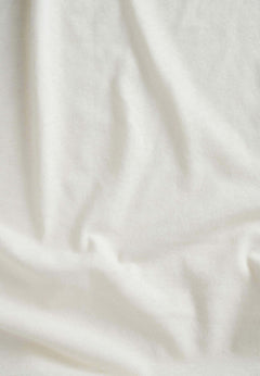 Deep Round Neck Linen Blend Jersey Top Off White