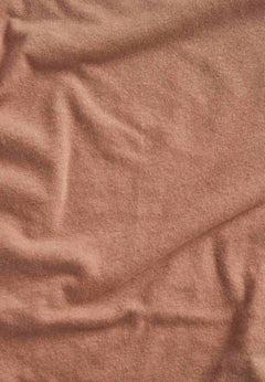 Deep Round Neck Linen Blend Jersey Top Tan