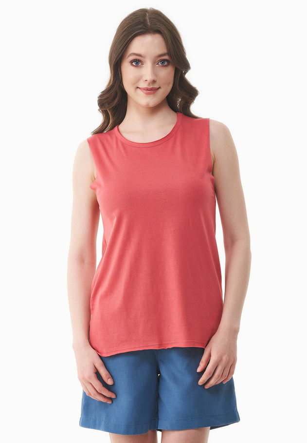 Modal Blend Round Neck Top Radiant Red