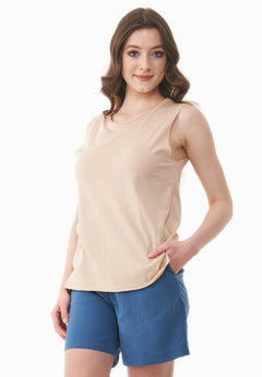 Modal Blend Round Neck Top Soft Beige