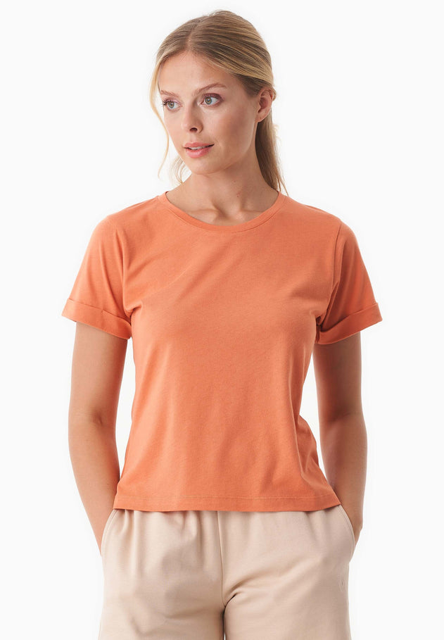 Modaalisekoite Pyöreä Kaula-aukko T-paita Dusty Orange