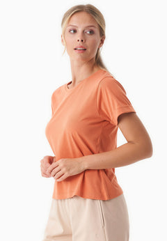 Modaalisekoite Pyöreä Kaula-aukko T-paita Dusty Orange