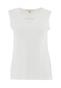 Modal Blend V-Neck Top Off White