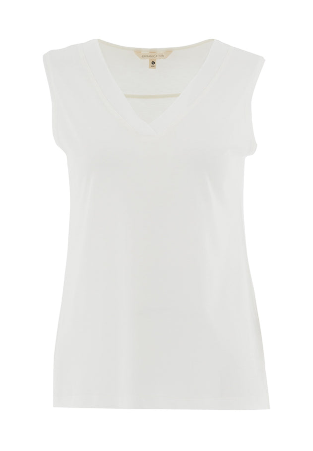 Modal Blend V-Neck Top Off White
