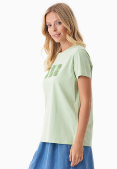 Nature Print Organic Cotton T-Shirt Foam Green
