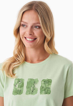 Nature Print Organic Cotton T-Shirt Foam Green
