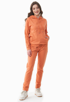 Women's Lightweight Hoodie With Drawstring Hem Dusty Orange