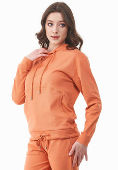 Women's Lightweight Hoodie With Drawstring Hem Dusty Orange