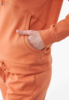 Women's Lightweight Hoodie With Drawstring Hem Dusty Orange