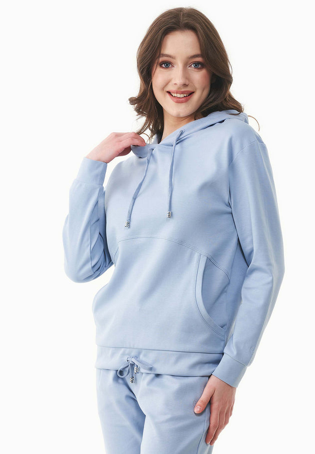 Women's Lightweight Hoodie With Drawstring Hem Ice Blue