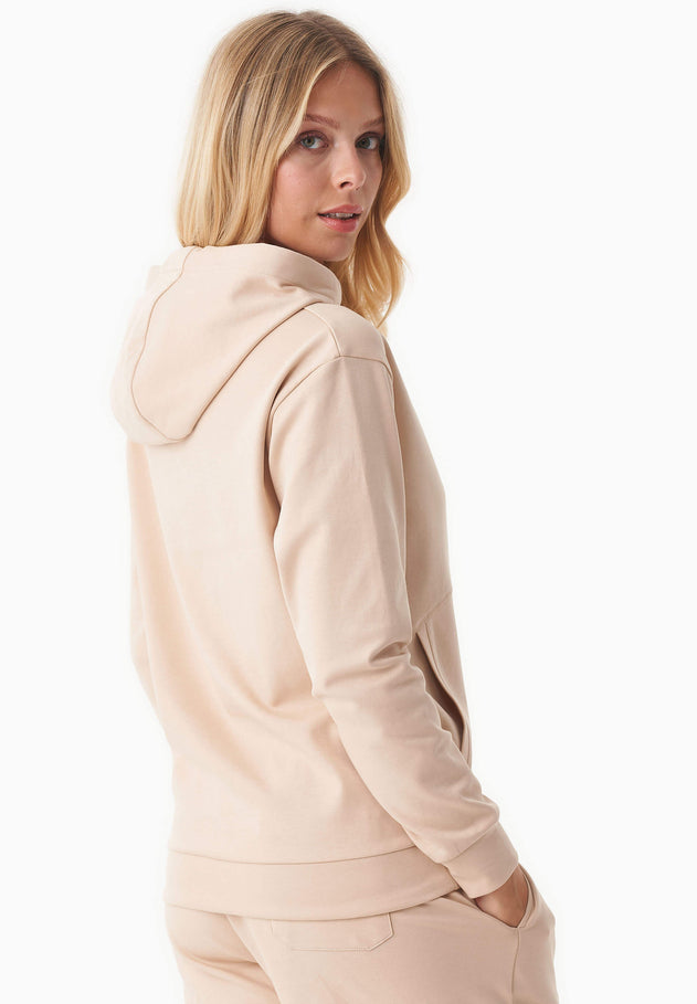 Women's Lightweight Hoodie With Drawstring Hem Soft Beige