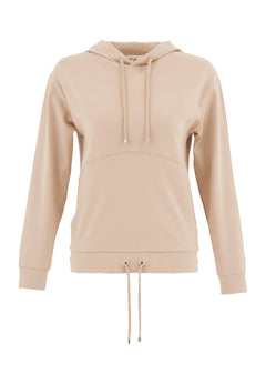 Women's Lightweight Hoodie With Drawstring Hem Soft Beige