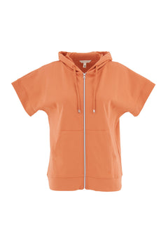 Women's Lightweight Short Sleeved Zipper Hoodie Dusty Orange