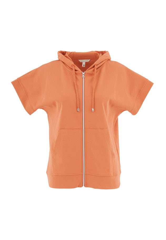 Women's Lightweight Short Sleeved Zipper Hoodie Dusty Orange