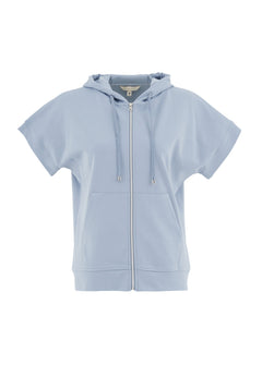 Women's Lightweight Short Sleeved Zipper Hoodie Ice Blue