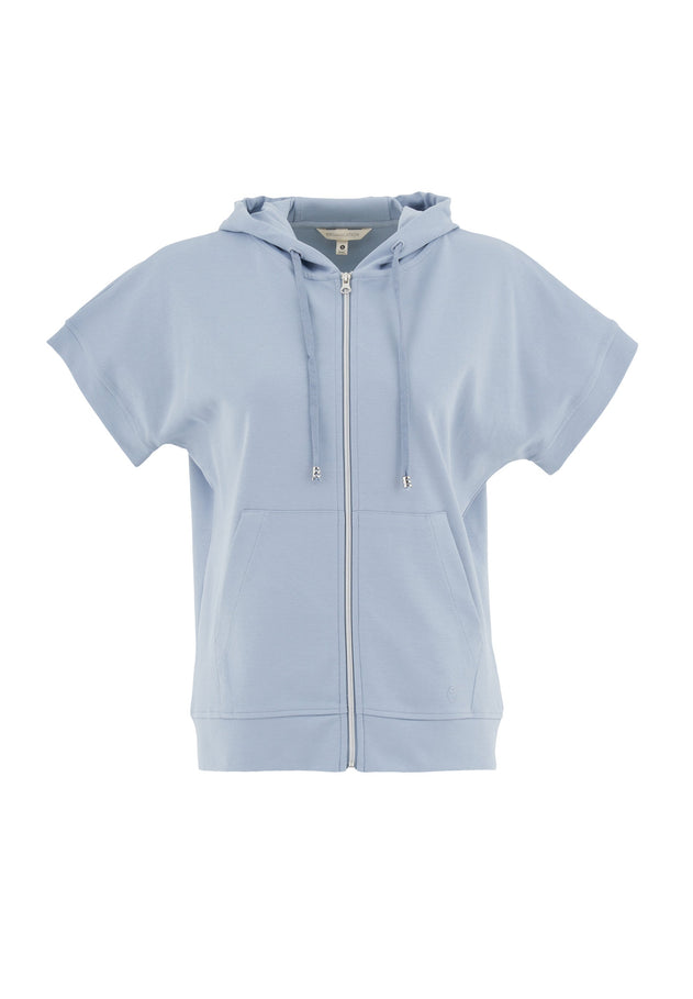 Women's Lightweight Short Sleeved Zipper Hoodie Ice Blue