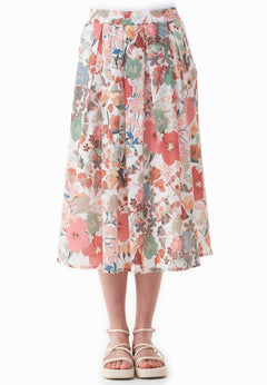 Patterned Organic Cotton Voile Skirt Flower Garden