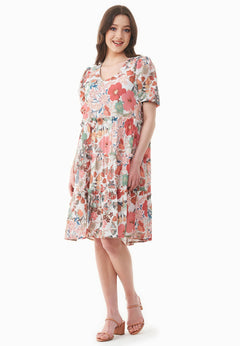 Patterned Organic Cotton Voile Dress Flower Garden
