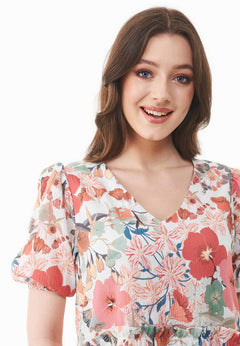 Patterned Organic Cotton Voile Dress Flower Garden