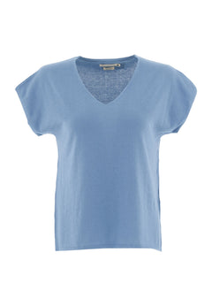 Women's Knit V-Neck T-Shirt Coronet Blue