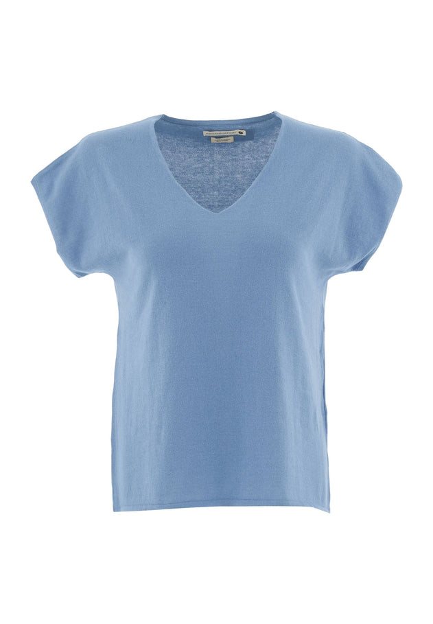 Women's Knit V-Neck T-Shirt Coronet Blue