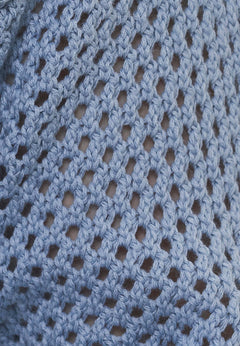 3/4 Sleeve Open Knit Sweater Ice Blue