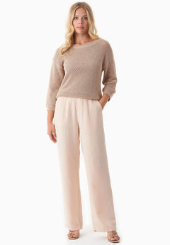 3/4 Sleeve Open Knit Sweater Soft Beige