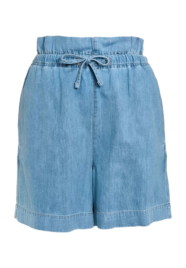 Paper Bag Denim Shorts Light Blue