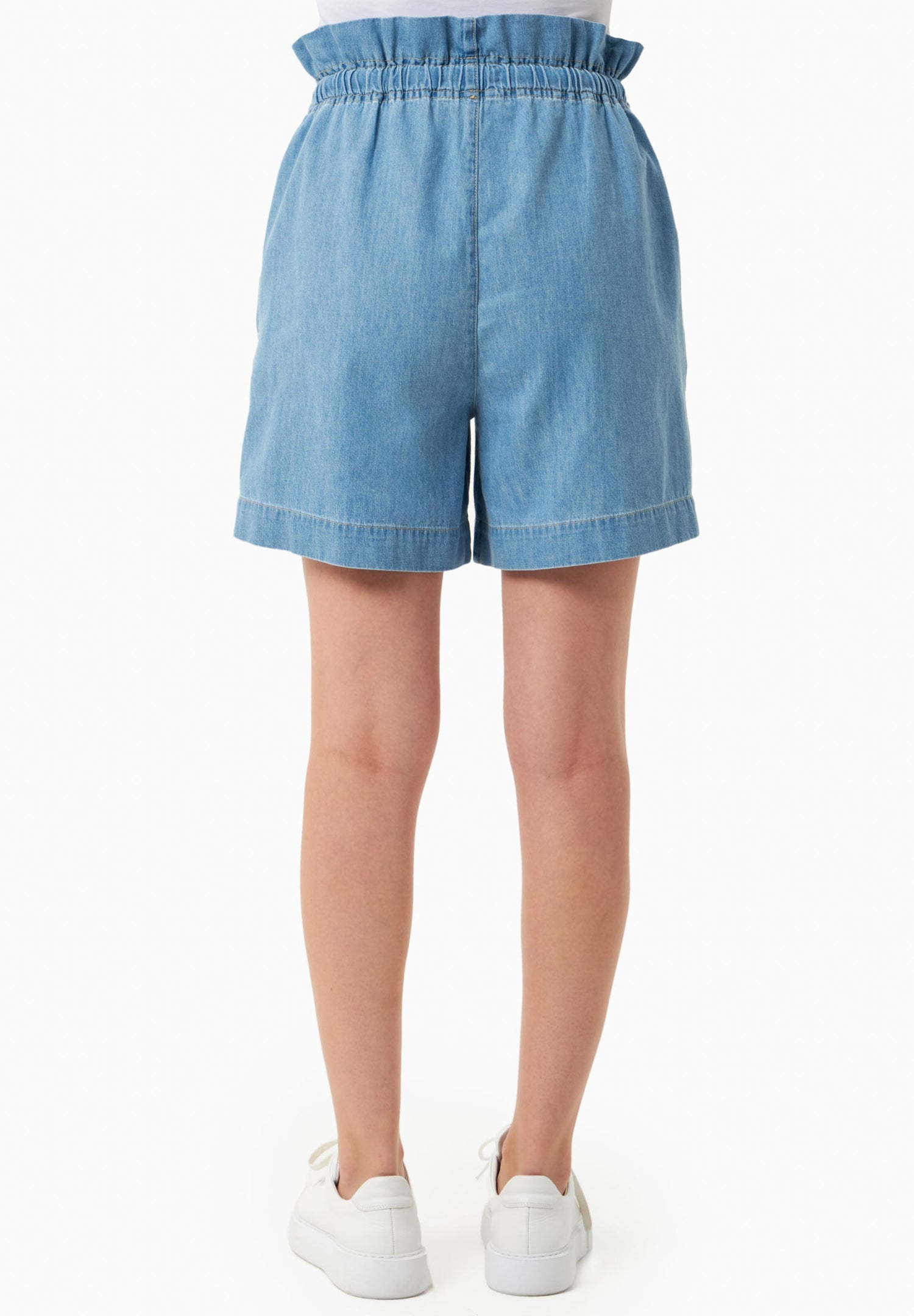 Paper Bag Denim Shorts Light Blue