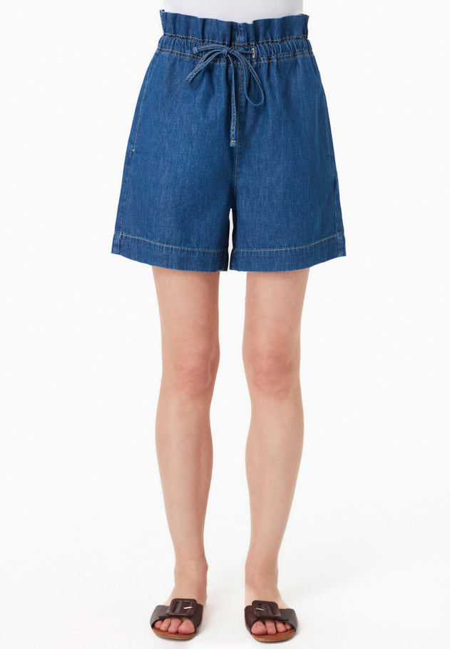Paper Bag Denim Shorts Medium Blue