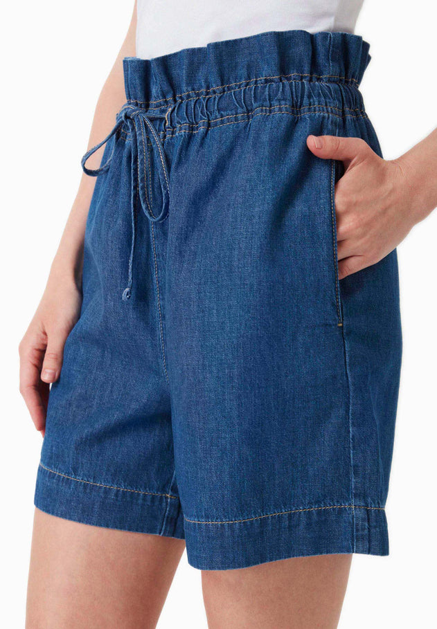 Paper Bag Denim Shorts Medium Blue