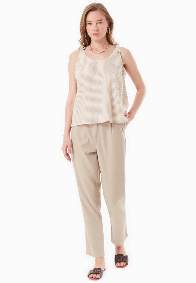 Linen Blend Pants Sand