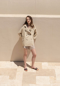 Linen Blend Skort Sand