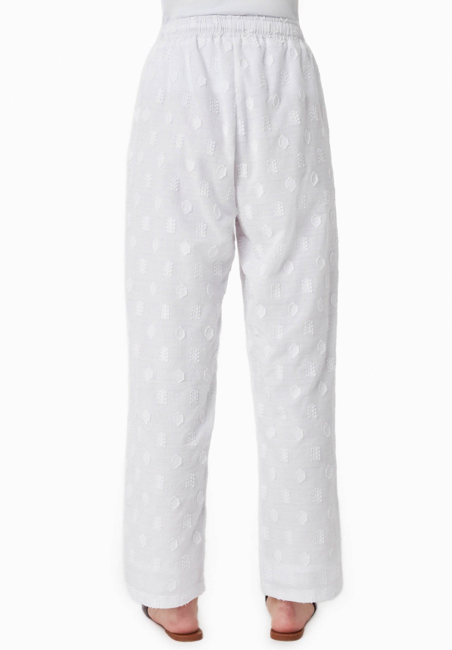 Organic Cotton Jacquard Pants White