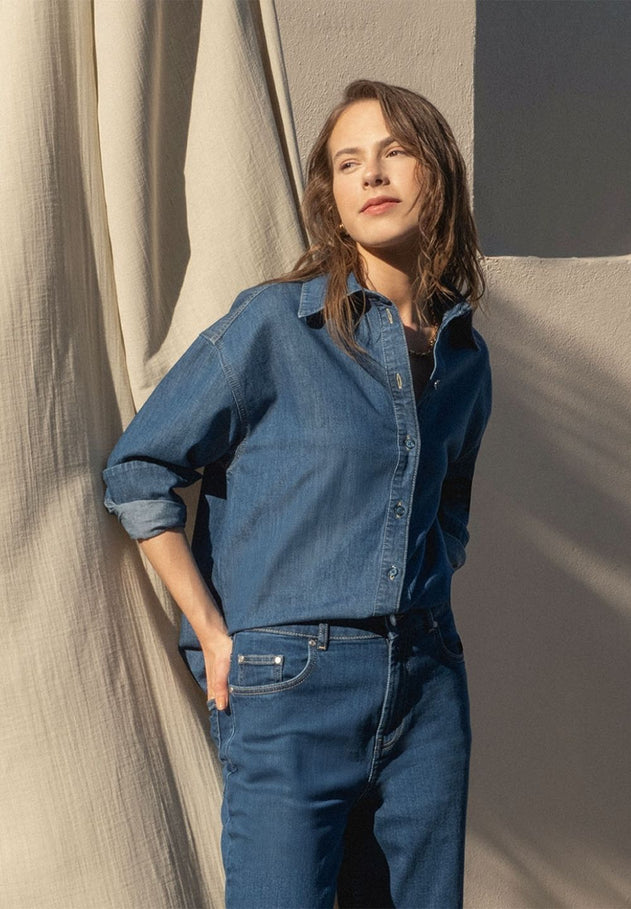 Denim Button-Up Shirt Medium Blue