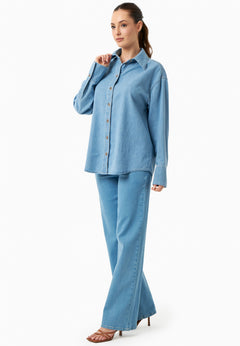 Denim Button-Up Shirt Light Blue