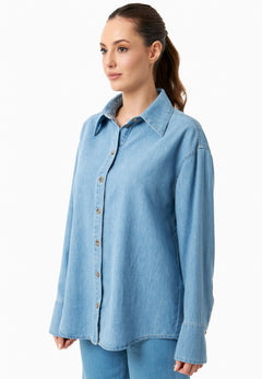 Denim Button-Up Shirt Light Blue