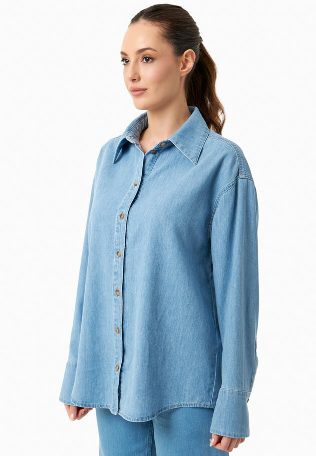 Denim Button-Up Shirt Light Blue