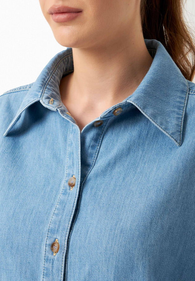 Denim Button-Up Shirt Light Blue