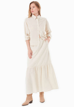 Striped Button-Up Blouse Natural/Off White