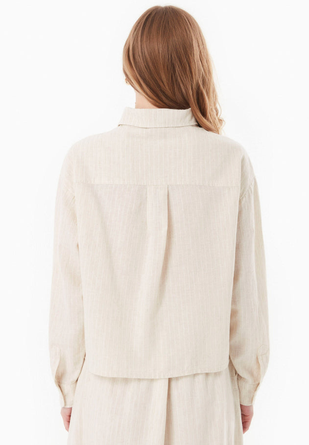 Striped Button-Up Blouse Natural/Off White