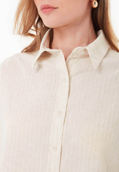Striped Button-Up Blouse Natural/Off White