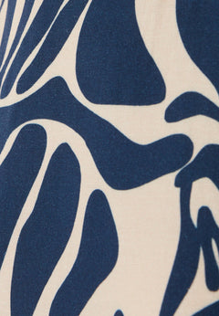 Patterned Viscose Blend Top Abstract Blue