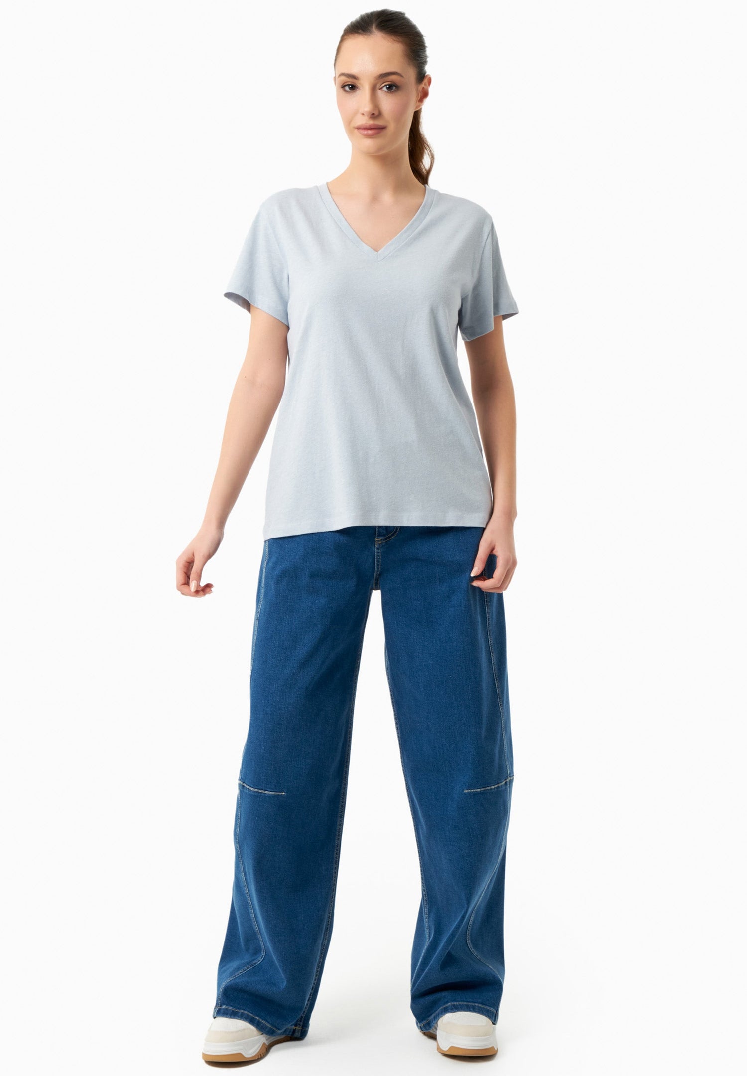 V-Neck T-Shirt Niagara Blue
