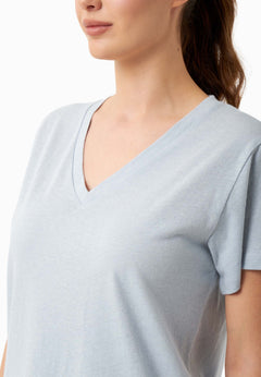 V-Neck T-Shirt Niagara Blue