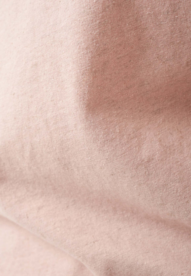 Linen Blend V-Neck T-Shirt Pastel Pink