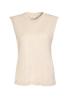 Linen Blend Sleeveless Tee Natural
